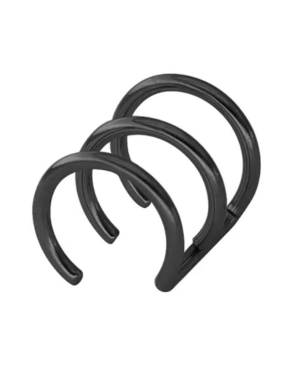 Black Triple Ear Cuff Clip On Cartilage Helix Cuff No Piercing Stainless Steel